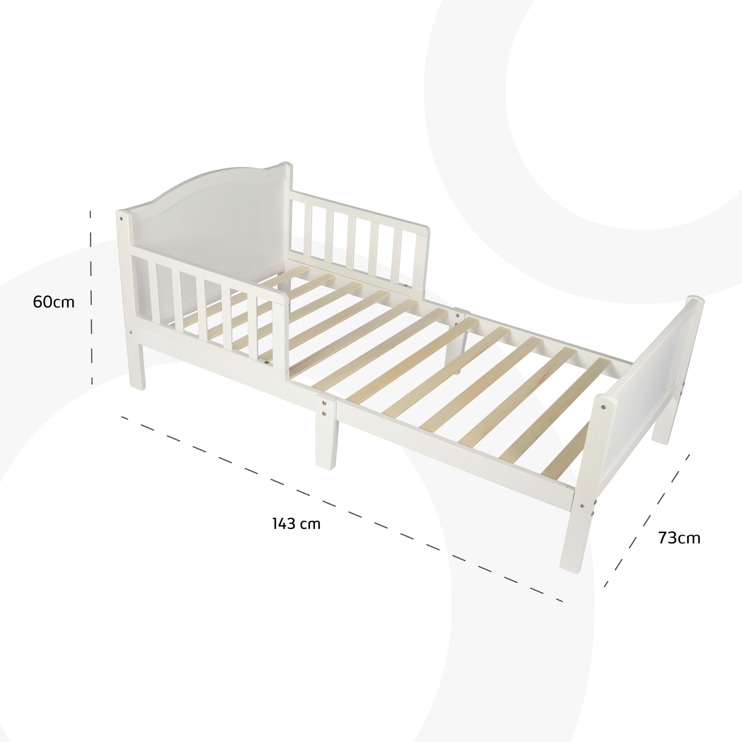 Moon -  Wooden Toddler Bed(143 X 73 X 60 Cm) - White