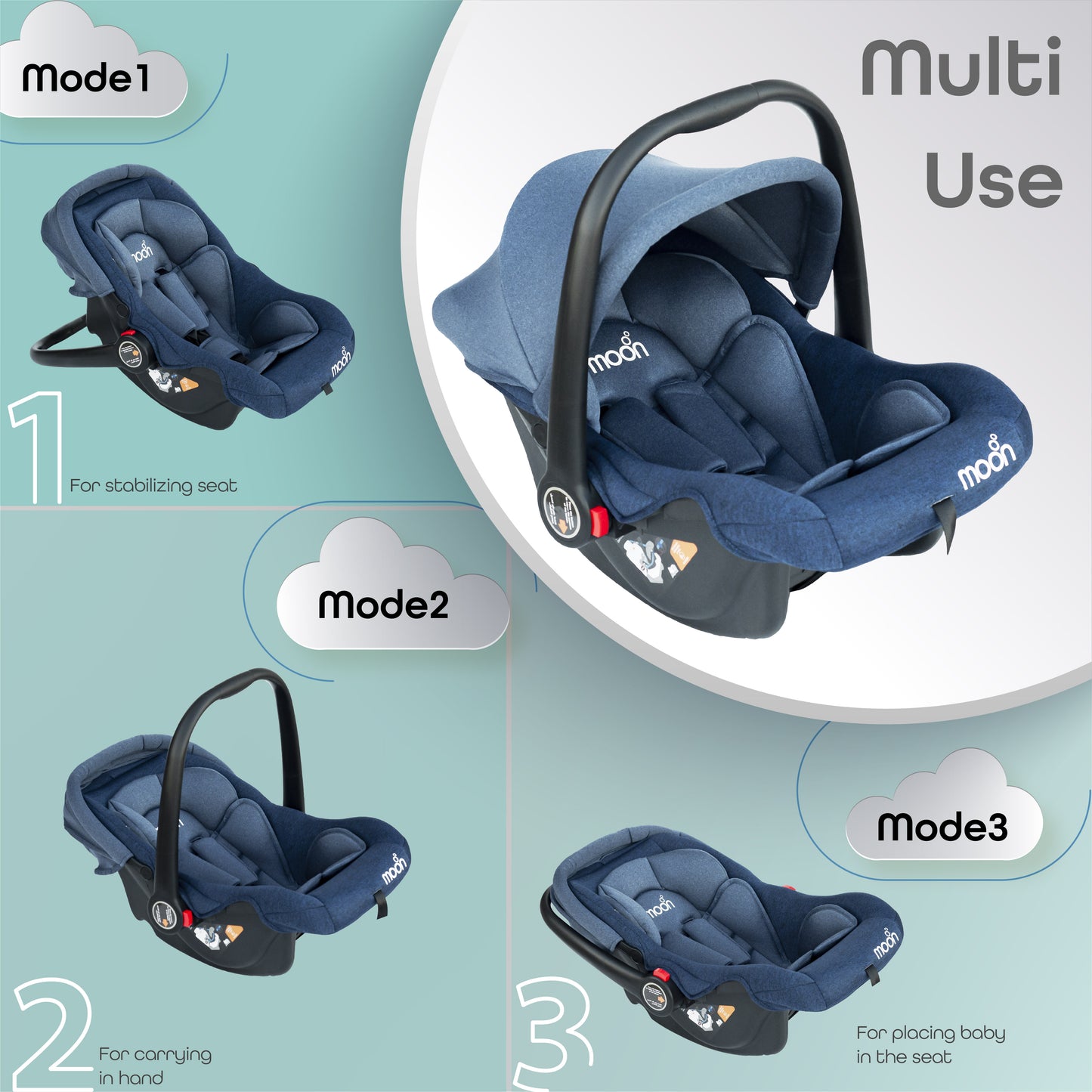 Moon -  Bibo Baby Carrier/Car Seat -  Blue