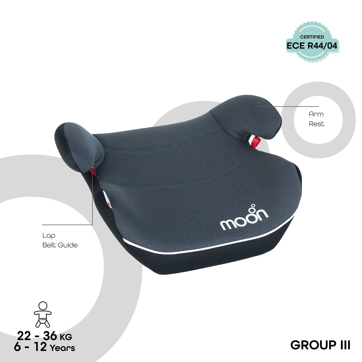 Moon -  Kido Baby Booster Car Seat  - Grey