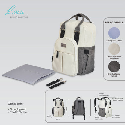 Moon - Luca Diaper Backpack - Grey