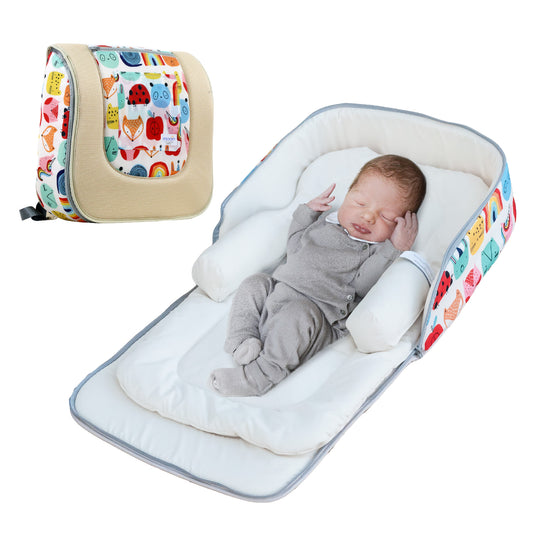 Moon - Travalo - Travel Baby Bed & Backpack- Animal  - Beige