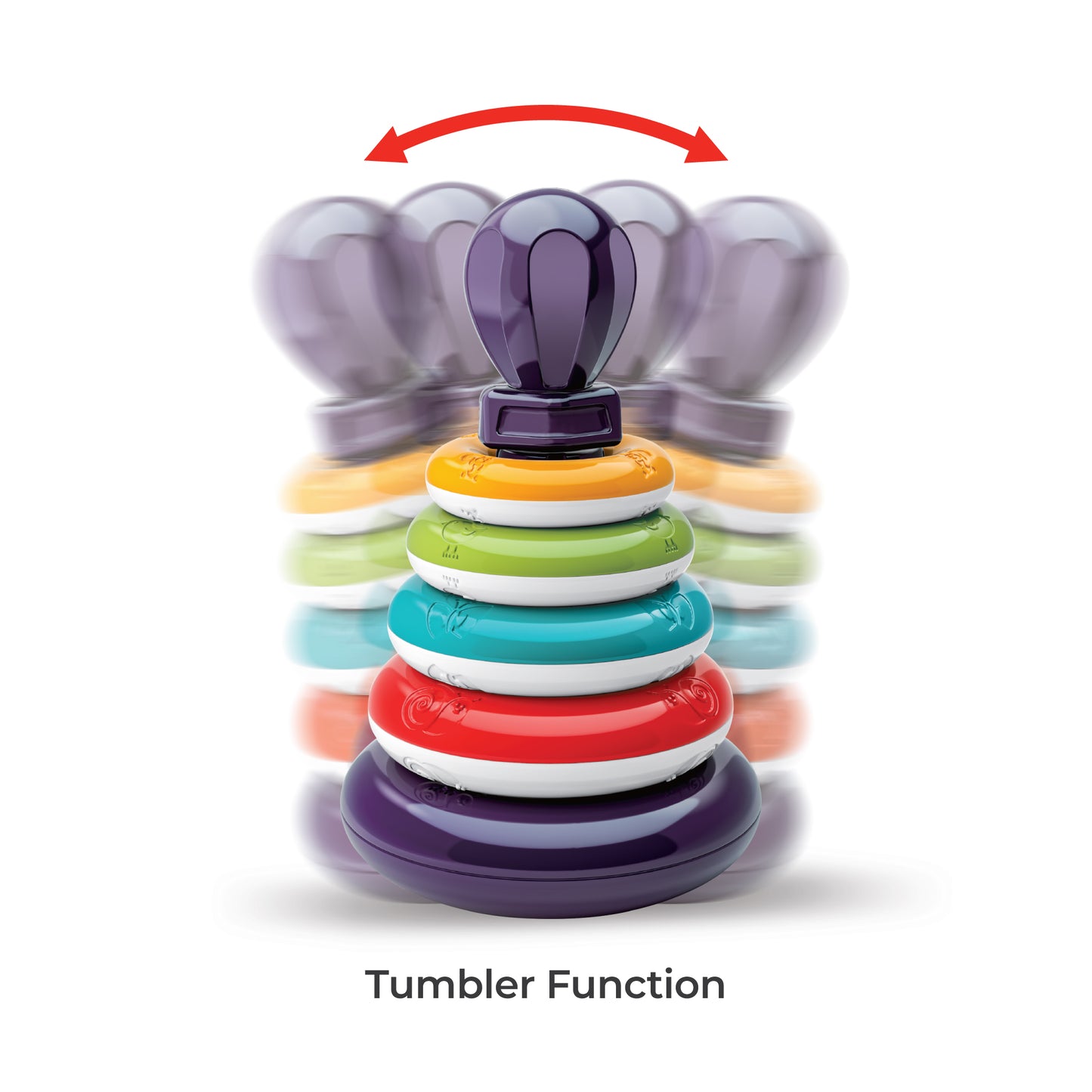 Moon -  Ring Tower-Educational Tumbler Stacking Toy ,7 Pcs - Multicolour