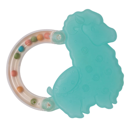 Moon -  Fuzzy Friends Soft Baby Rattle And Teether Toy- 6M+ - Blue