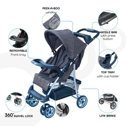 Moon -  Trek - One Fold Stroller - Grey