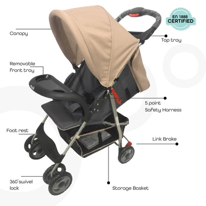 Moon -  Bezik One Fold Stroller  - Beige