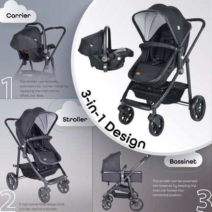 Moon -  Tres 3 In 1  Travel System  - Black