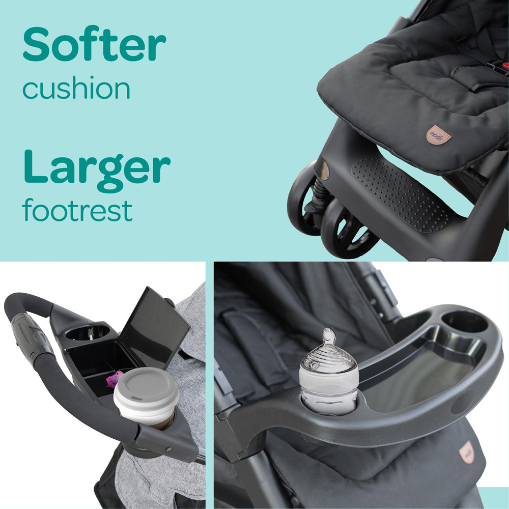 Moon -  Aria Baby Stroller 2-In-1 Travel System - Grey