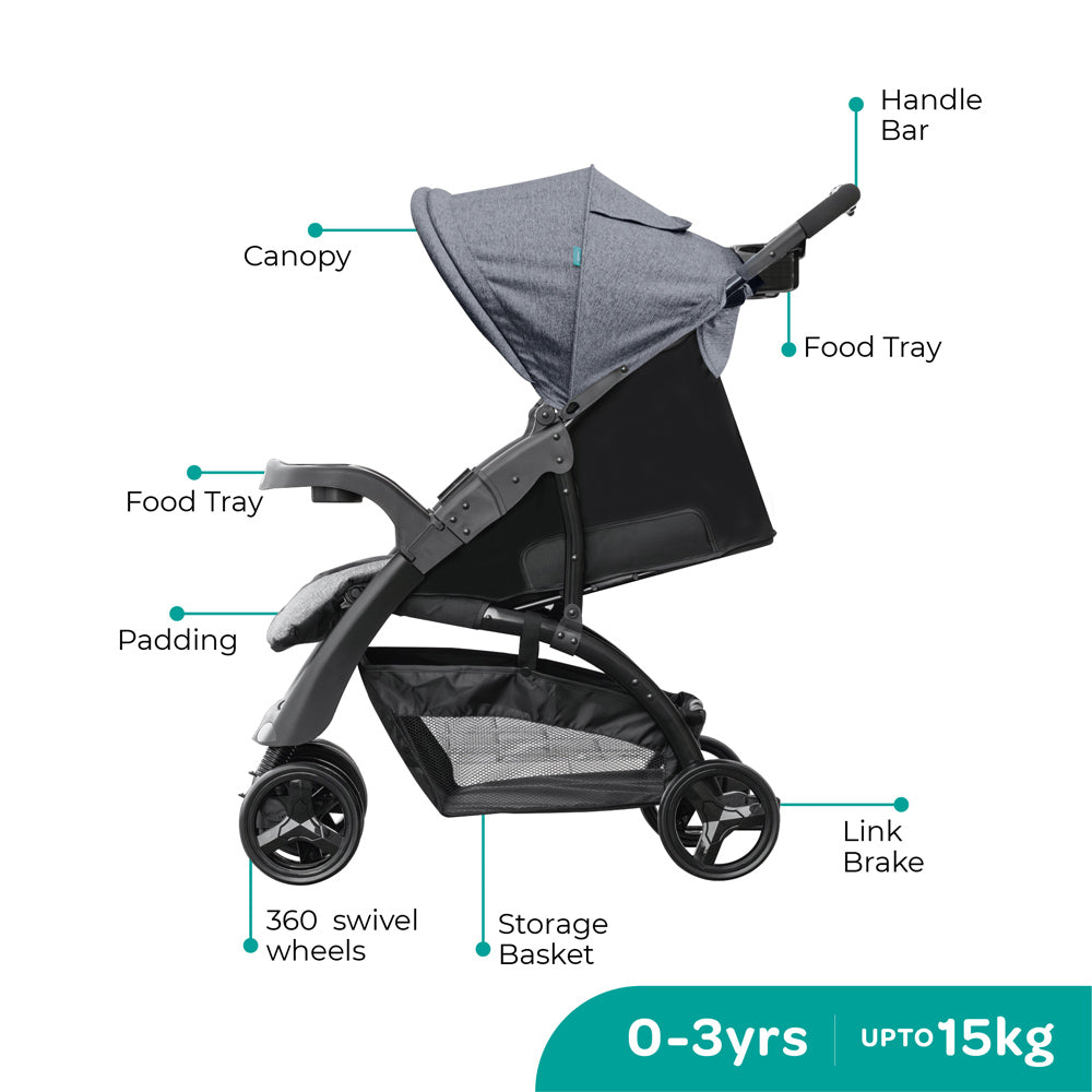 Moon -  Aria Baby Stroller 2-In-1 Travel System - Black