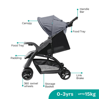 Moon -  Aria Baby Stroller 2-In-1 Travel System - Black