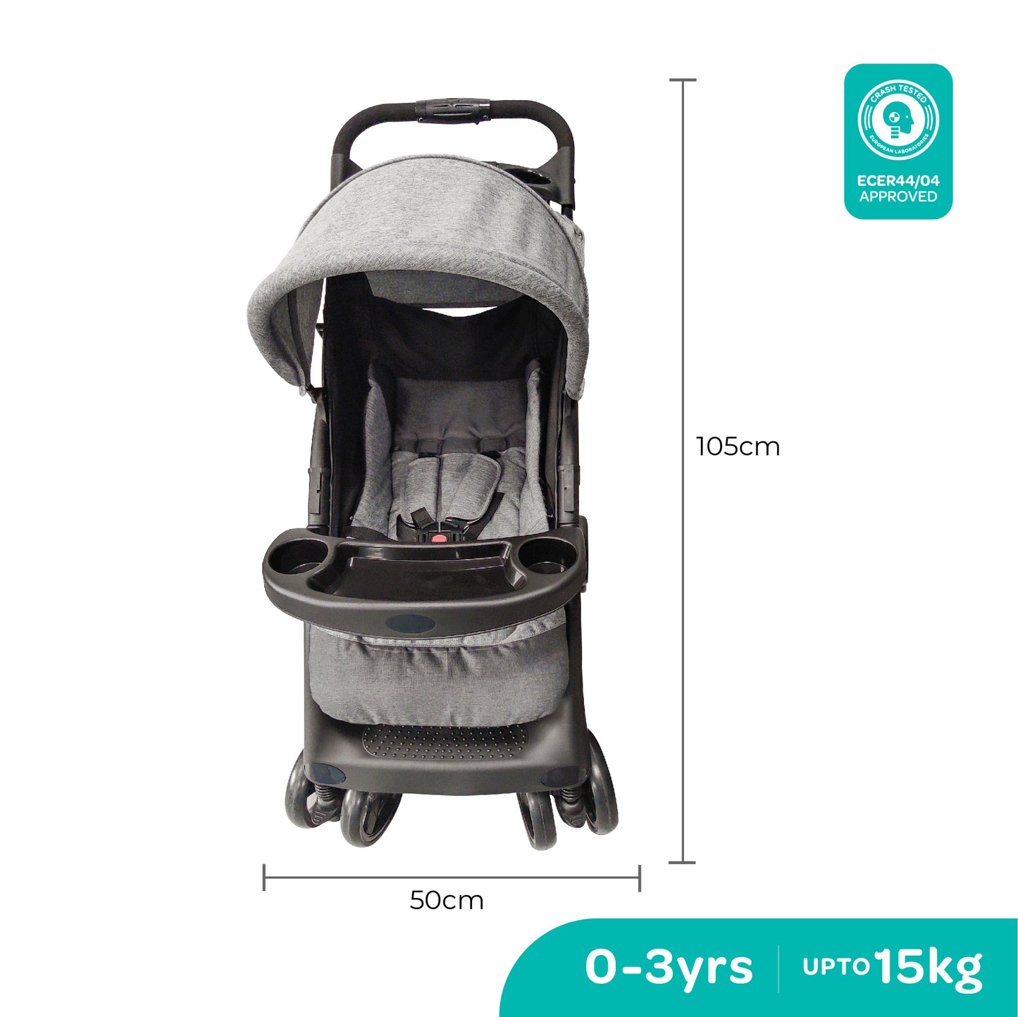 Moon -  Aria Baby Stroller Travel Gear - Grey