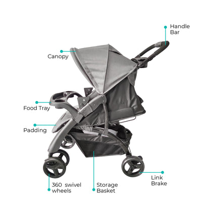 Moon -  Aria Baby Stroller Travel Gear - Black