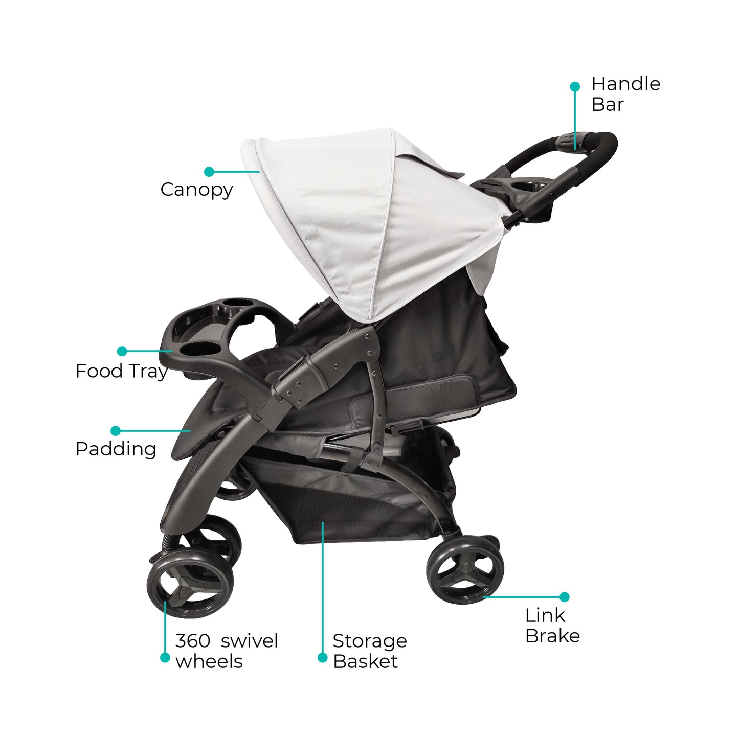 Moon -  Aria Baby Stroller Travel Gear - Grey