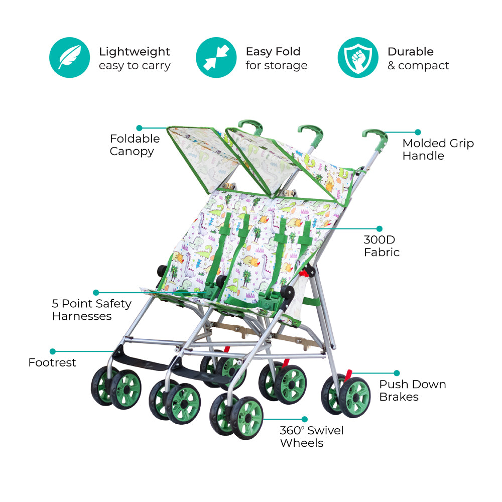 Moon - Jet Plus Twin Buggy Lightweight Travel Strollers - Green