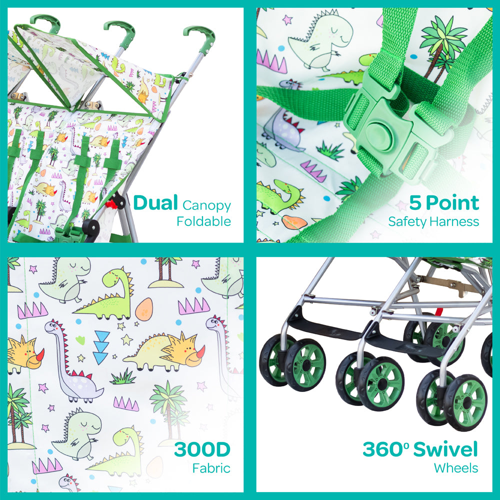 Moon - Jet Plus Twin Buggy Lightweight Travel Strollers - Green