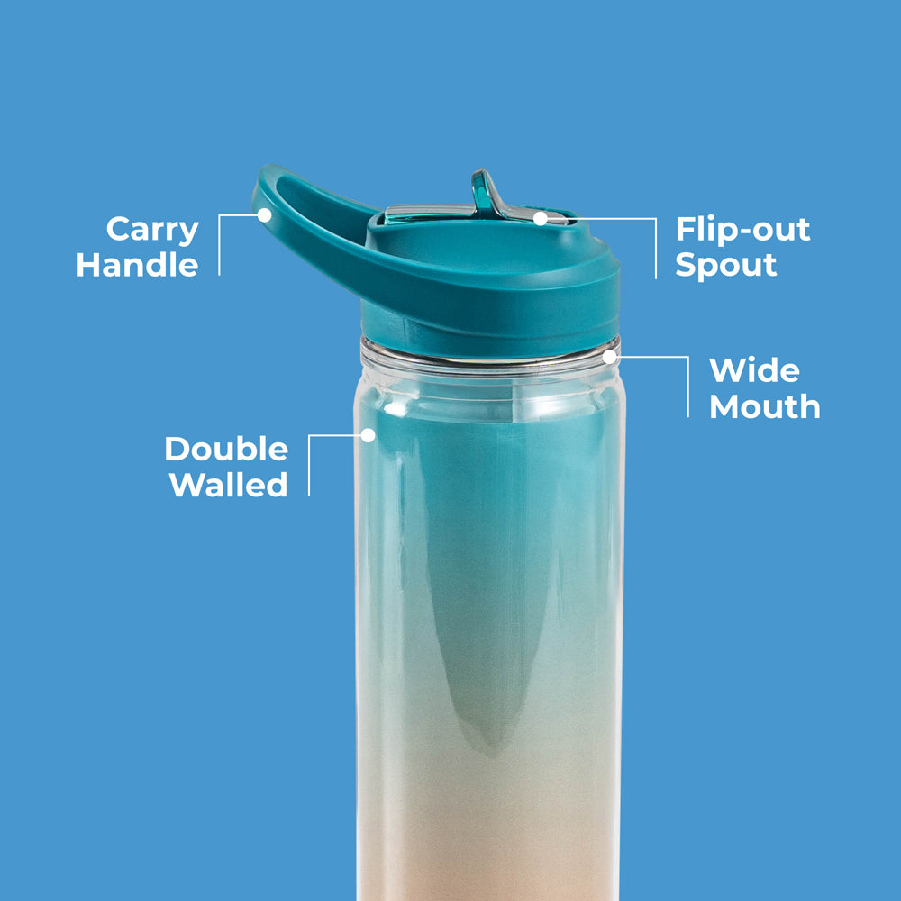 Moon -  Double Wall Sipper Bottle - Blue