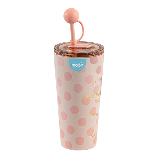 Moon - Double Smoothie Cup With Straw - Pink