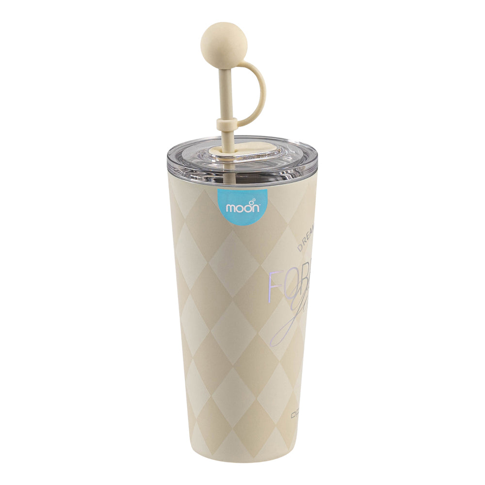 Moon -  Double Wall Smoothie Cup With Straw - White