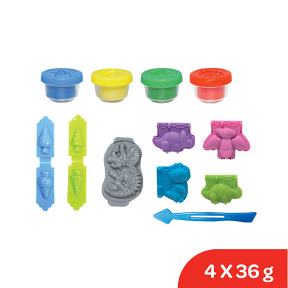 Moon -  Funny Dino Dough Creations Set Of 4  - Multicolour