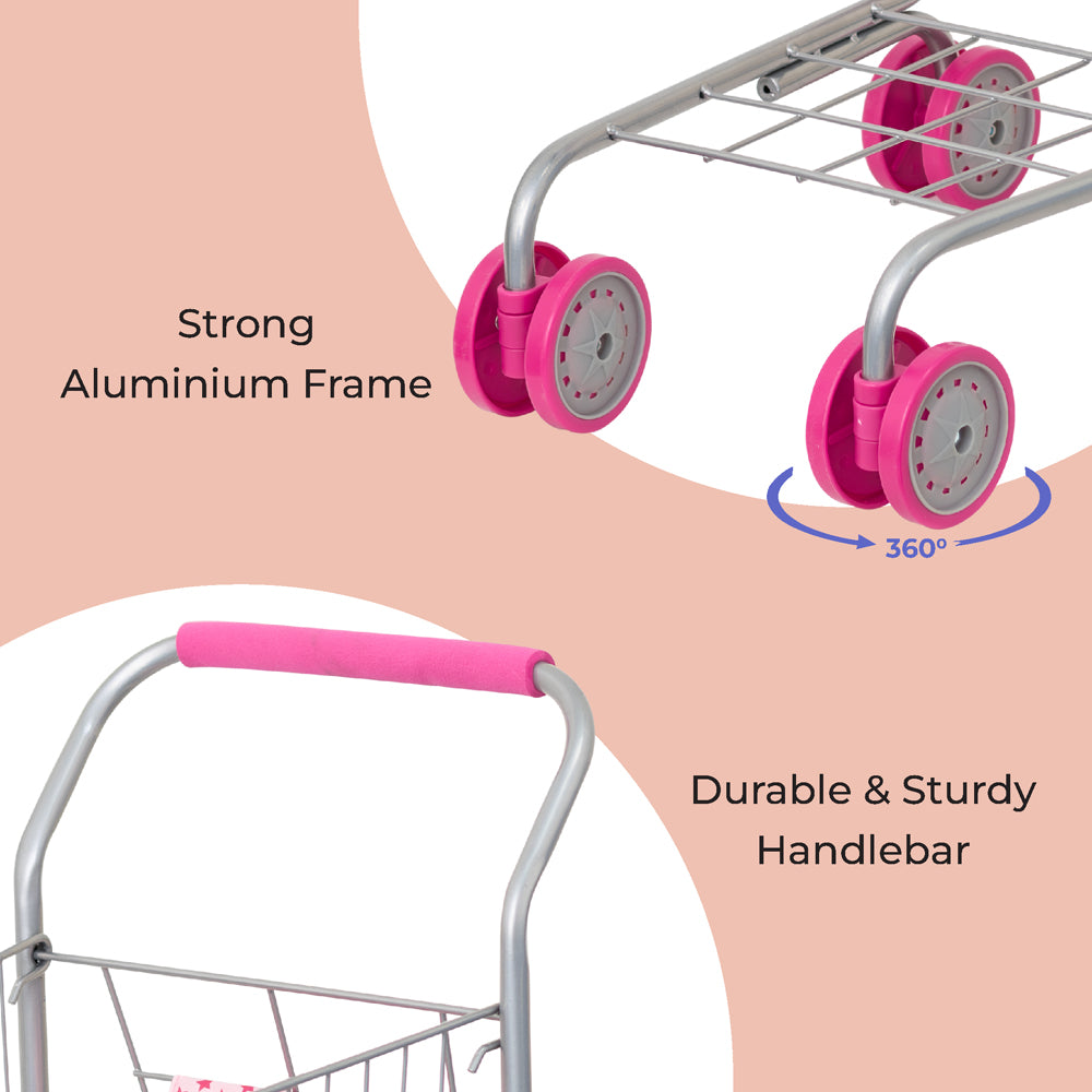 Moon -  Toy Shopping Trolley-Pretend To Play - Pink