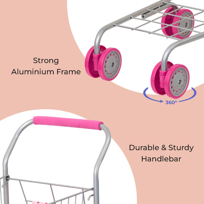 Moon -  Toy Shopping Trolley-Pretend To Play - Pink