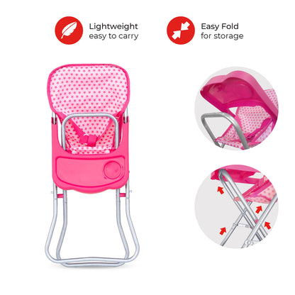 Moon -  Toy Doll Highchair Pretend To Play - Pink