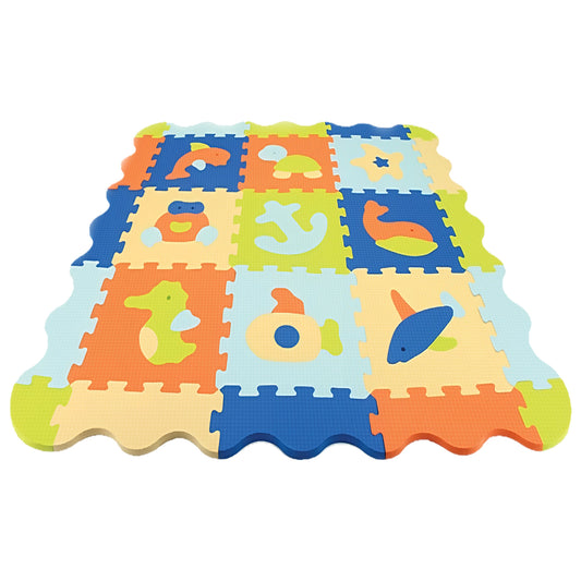 Moon - Kids Puzzle Activity Floor Mat -  Set Of 9Pcs - Blue