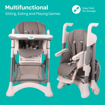 Moon - Trestle Foldable Baby Feeding/Dinning Highchair - Grey