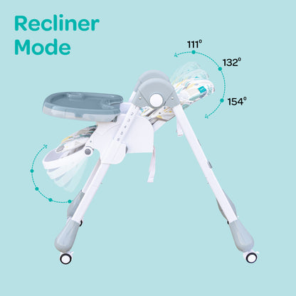 Moon -  Apex Baby Highchair With 7 Adjustable Heights And Reclining - Grey