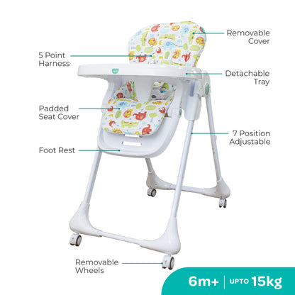 Moon -  Apex Baby Highchair With 7 Adjustable Heights And Reclining - Beige