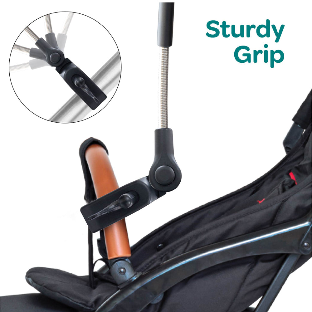 Moon -  Waterproof Baby Stroller Umbrella With 180 Degree Adjustable Arm - Black