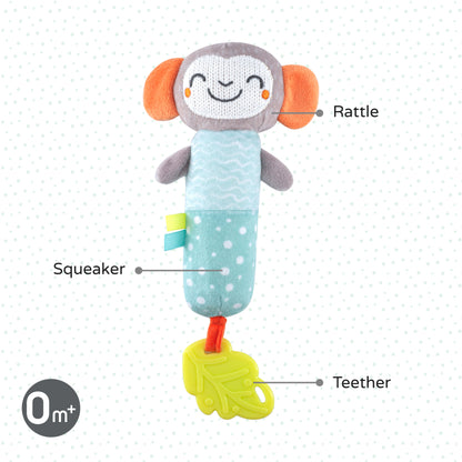 Moon -  Jungle Friends Soft Rattle Toy - ( Monkey) - Multicolour