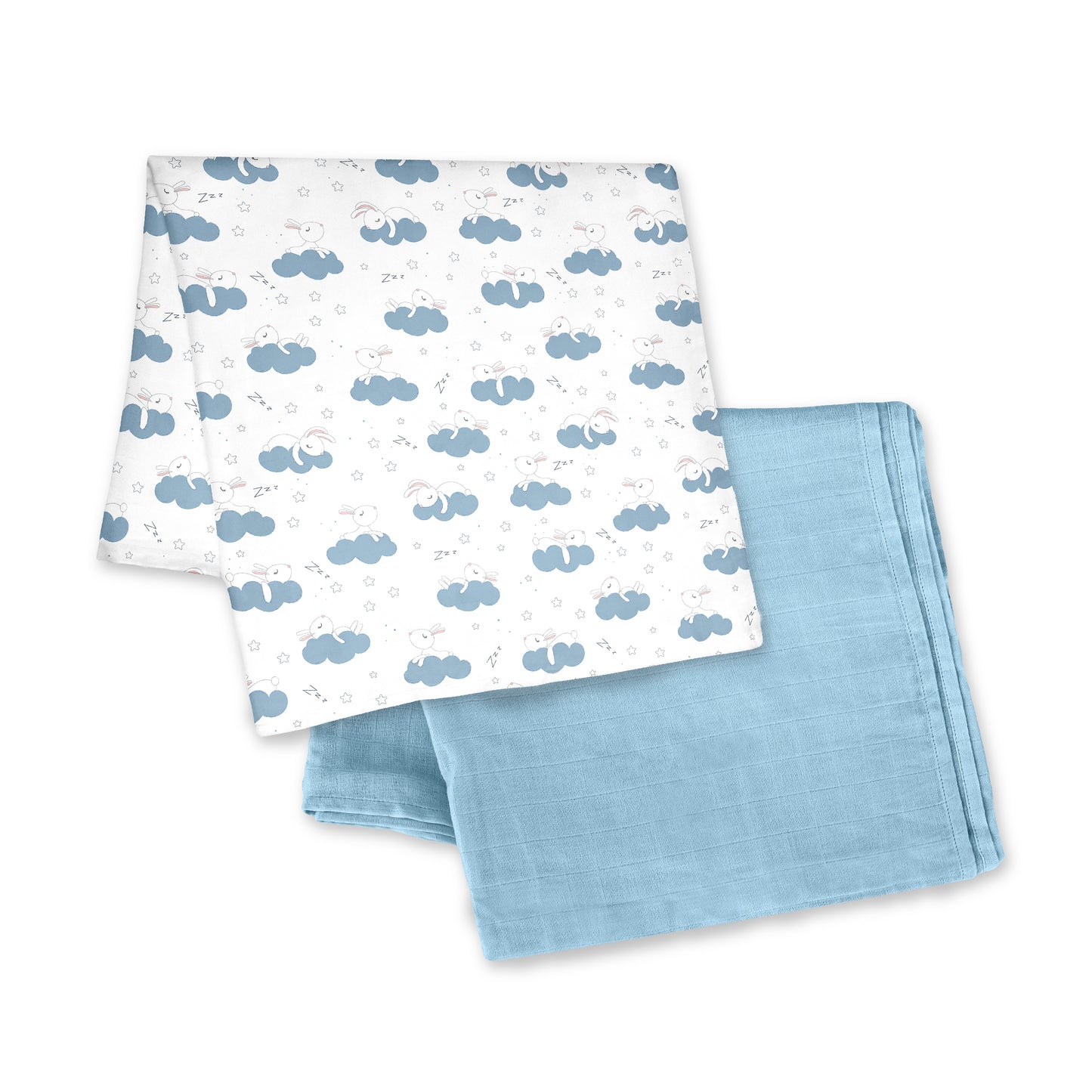 Moon -  Organic Muslin Wrap/ Swaddle - Blue