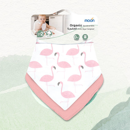 Moon -  Organic Bandana Bibs ( Pk -2) - Pink