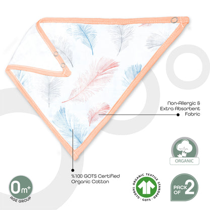 Moon -  Organic Muslin Bibs. ( Pk -2) - Pink