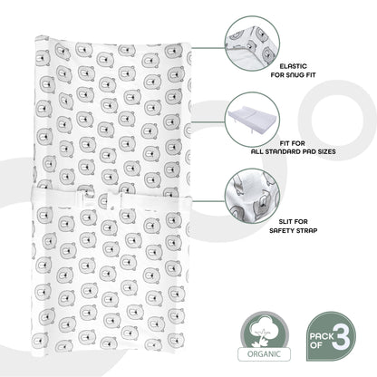 Moon -  Changing Pad Sheets 3 In 1 Pack - White