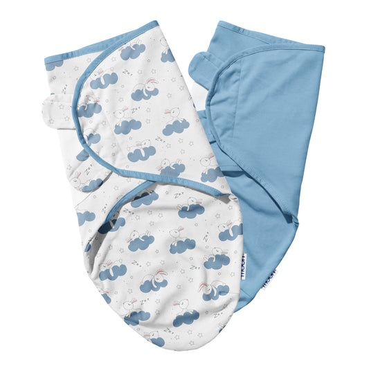 Moon -  Organic  Swaddle  - Blue