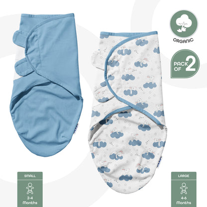 Moon -  Organic  Swaddle  - Blue