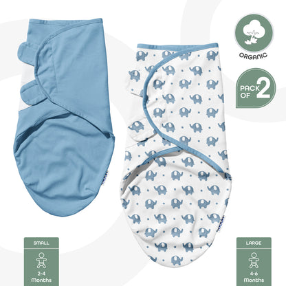 Moon -  Organic  Swaddle - Blue