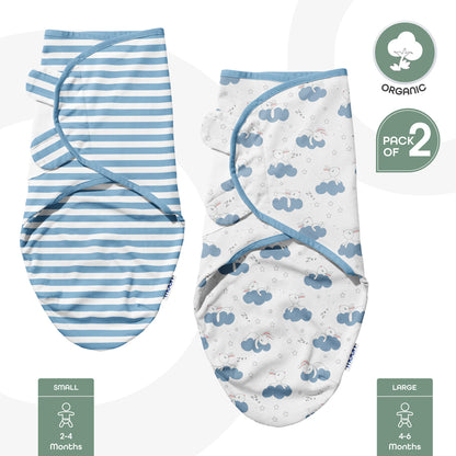 Moon -  Organic  Swaddle  - Blue