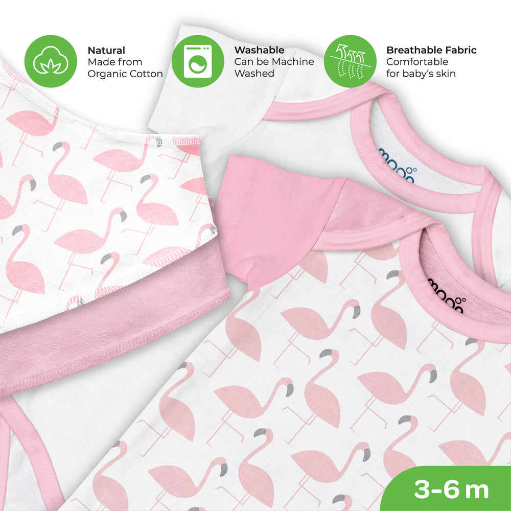 Moon -  Organic Baby Gift Set Of 7 - Rompers-Swaddle - Pink