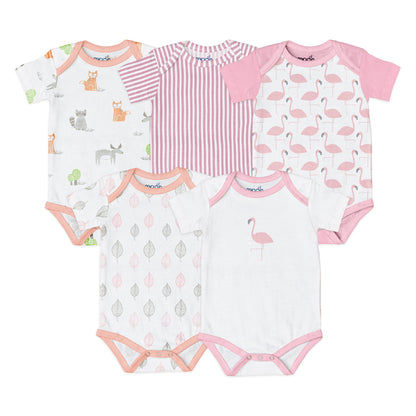 Moon -  Organic Baby Body Suit Set Of 5  For 6-9 Months - Pink