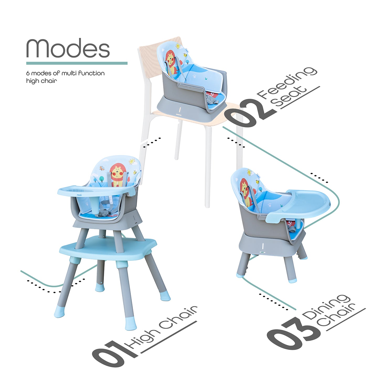 Moon - High Chair - Blue