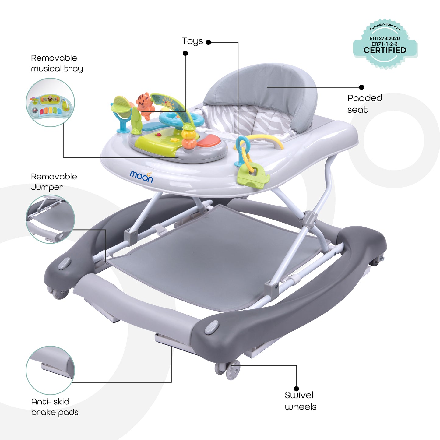 Moon -  Cruise 4-In-1 Walker - Grey