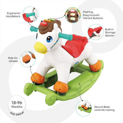 Moon -  2 In 1 Rocking/Riding Pony - Multicolour