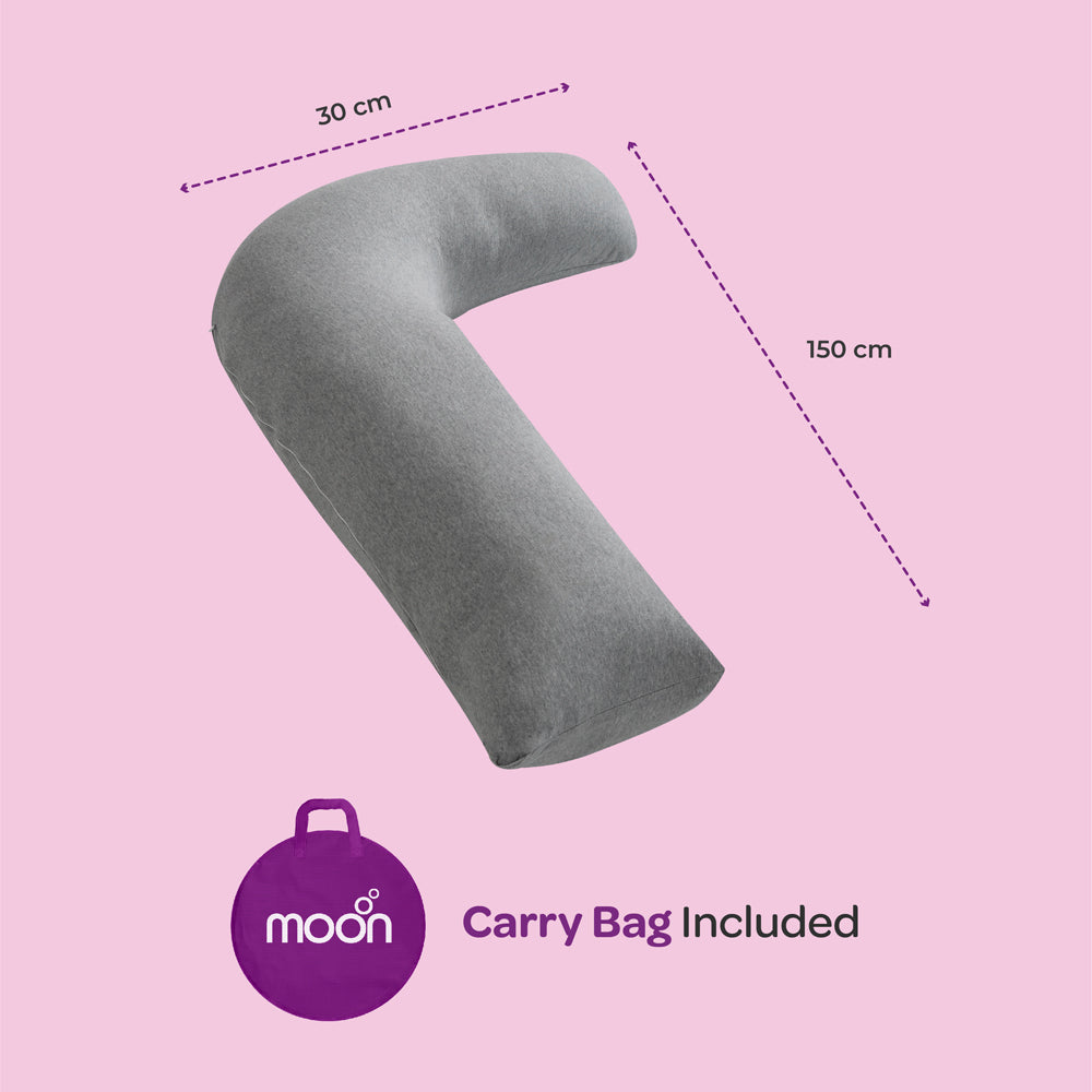 Moon -  Organic L Shaped Maternity Pillow - Grey