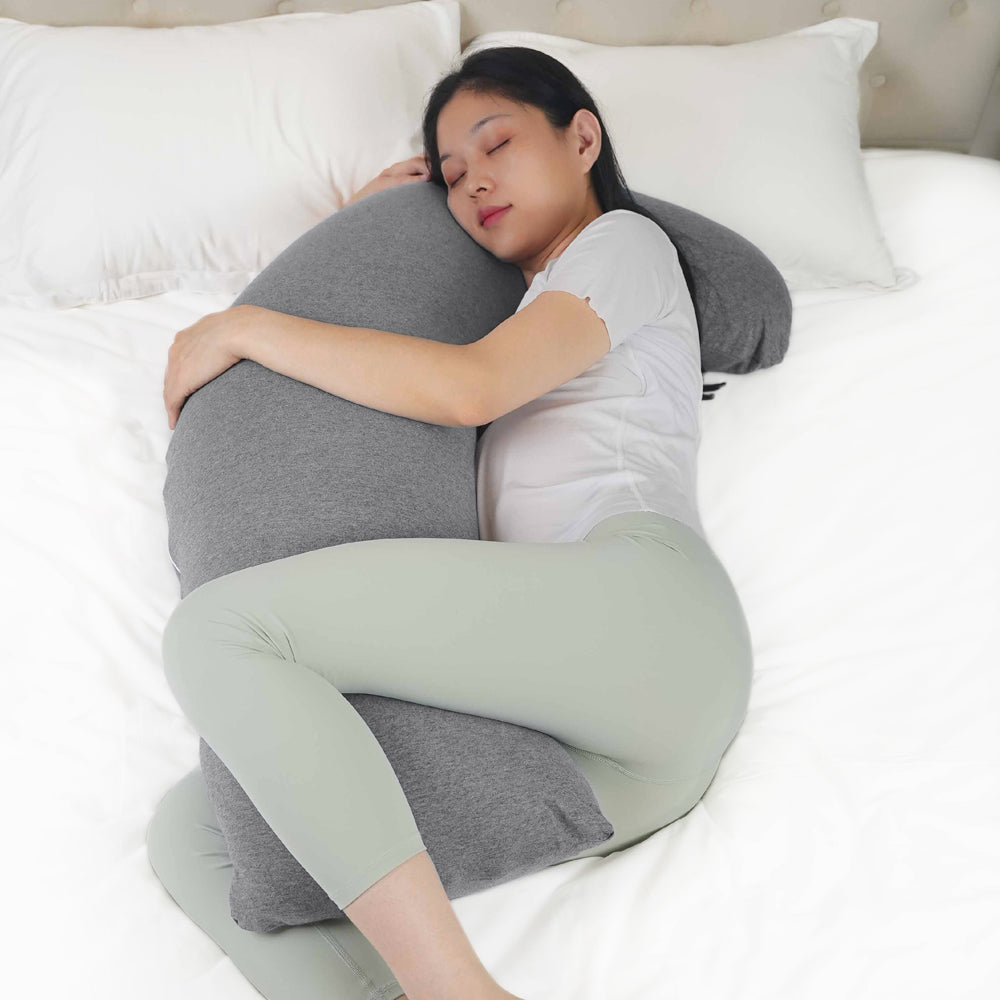 Moon -  Organic L Shaped Maternity Pillow - Grey