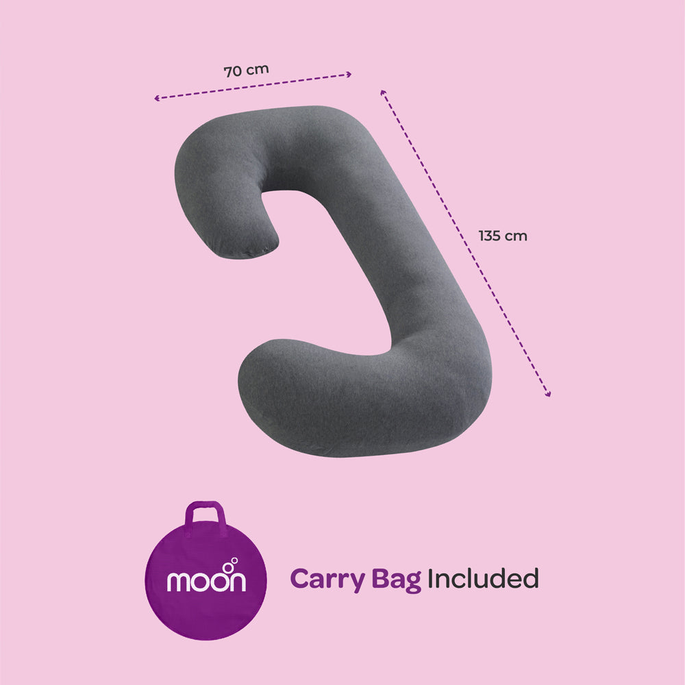 Moon -  Organic C Shaped Maternity Pillow - Grey