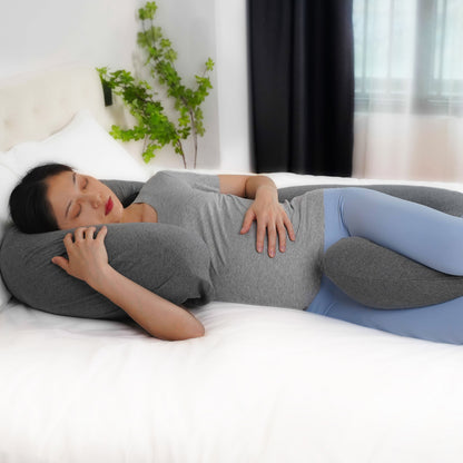 Moon -  Organic C Shaped Maternity Pillow - Grey