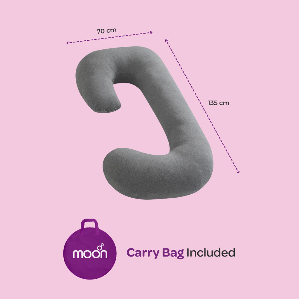 Moon -  Organic C Shaped Maternity Pillow - Grey