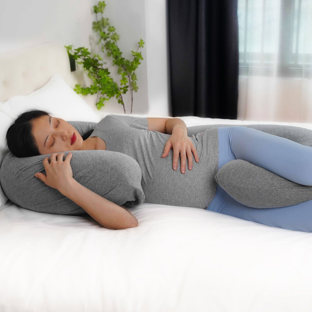 Moon -  Organic C Shaped Maternity Pillow - Grey